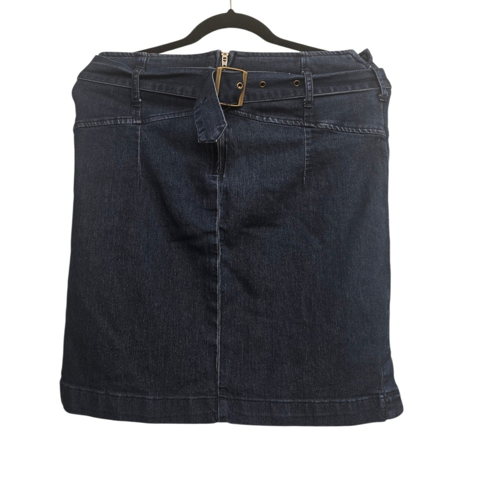 Free People Alternative Belted Denim Mini Skirt Sz10 Dark Wash Y2K Boho   casual